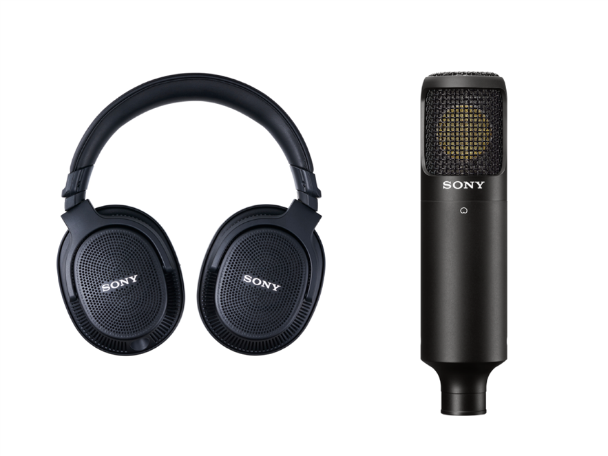 Headphones for spatial sound creation and condenser microphone for